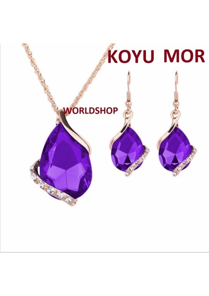 Büyük Taşlı Büyük Swarovski Taşlı Takı Seti 18 Gp