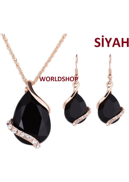 Büyük Taşlı Büyük Swarovski Taşlı Takı Seti 18 Gp