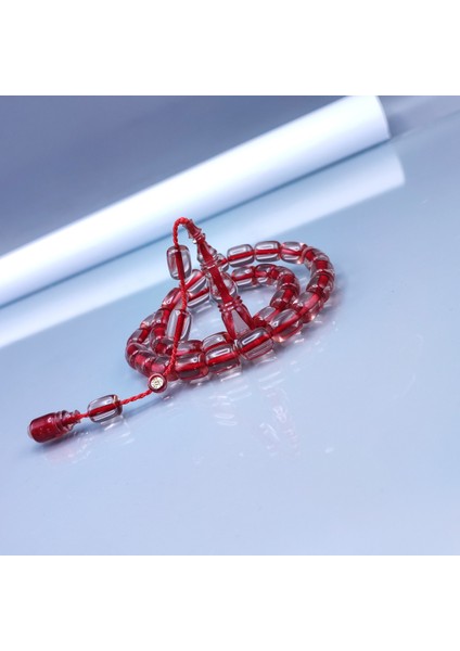 Ebu Sırr Usta Imzalı 9X11 mm Zar Kehribar Tesbih