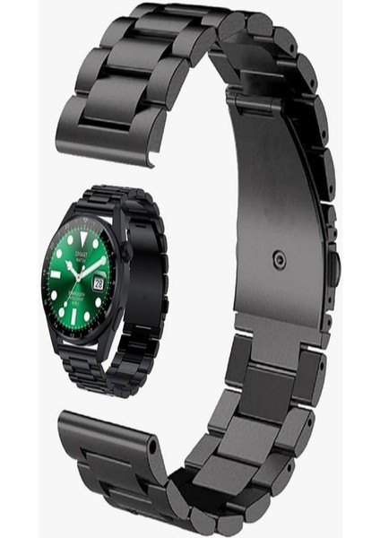 46 mm Uyumlu Saat Kordonu Paslanmaz Çelik Siyah
