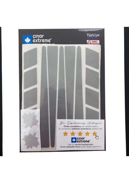 Şerit Tasarımlı Yaldızlı Gümüş Motosiklet Kask Sticker Çınar Extreme modelleri