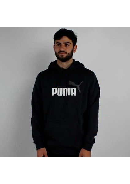 Ess 2 Col Big Logo Hoodie Puma Black Puma White Erkek Kapişonlu Sweat Siyah 58676461