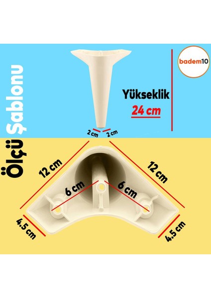 Aspen Lüks Mobilya Kanepe Koltuk Tv Ünitesi Konsol Yükseltici Ayağı Ayakları 24 Cm Krem Ayak
