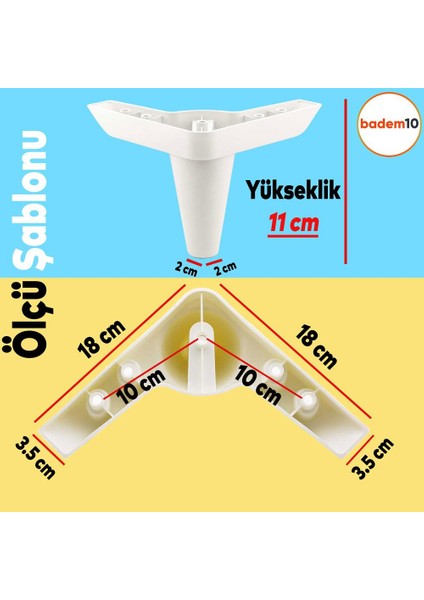 Aspen Lüks Mobilya Kanepe Koltuk Tv Ünitesi Baza Yükseltici Ayağı Ayakları 11 Cm Beyaz Ayak