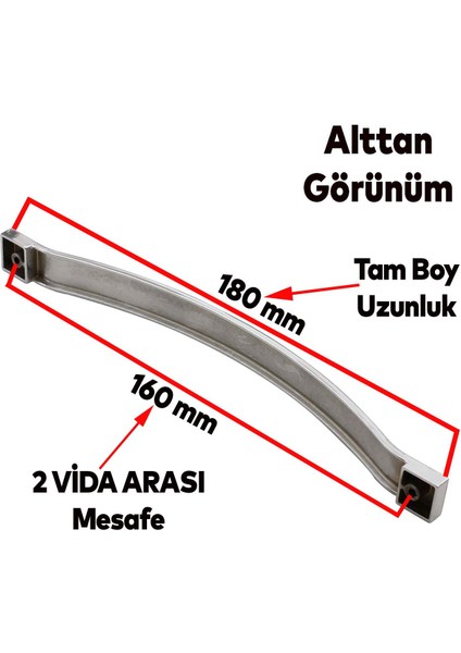 Akasya Çekmece Mutfak Dolap Kapak Kulbu 160 mm Krom Metal Kulp