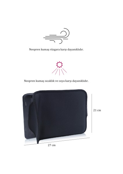 Suya Dayanıklı Neopren Notebook Tablet iPad MacBook Pro Air Siyah Laptop Kılıfı Çantası 10,9-11" Inç