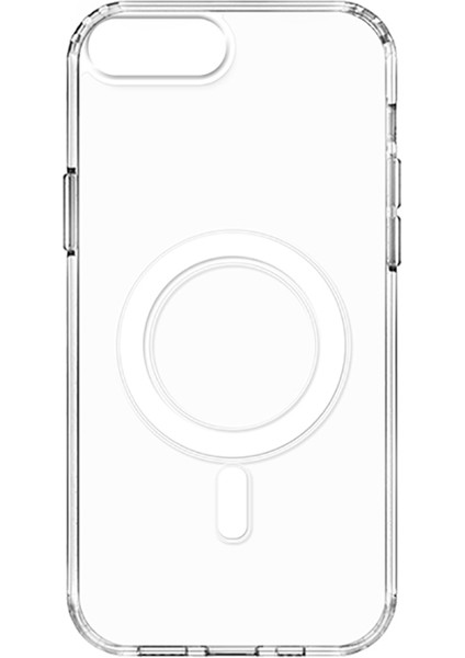 noktaks - Apple iPhone 7 Plus - Kılıf Sert Kablosuz Şarj Destekli Şeffaf Embos Kapak