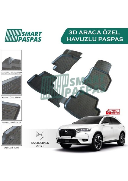 Ds7 Crossback Paspas 2019 Sonrası 3D Havuzlu Paspas Smartpaspas