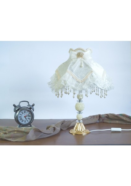 Kadife Kaplı Çiçek Dekorlu Abajur fiyatları