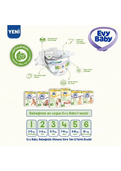 Evy Baby Bebek Bezi Ekonomik Maxi 54 Ad No:4 7-14 kg Yeni