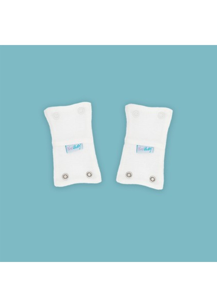 2'li Bebek Body Zıbın Uzatma Aparatı (8,5 Mm) Çıtçıtlı Ekru 100% Pamuk 12CM