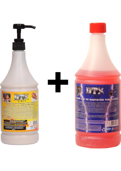 Ponza'lı (Talaşlı) El Temizleme Kremi (Sabunu) 1 kg & Ağır Yağ Sökücü Konsantre (1/5) 1 Litre