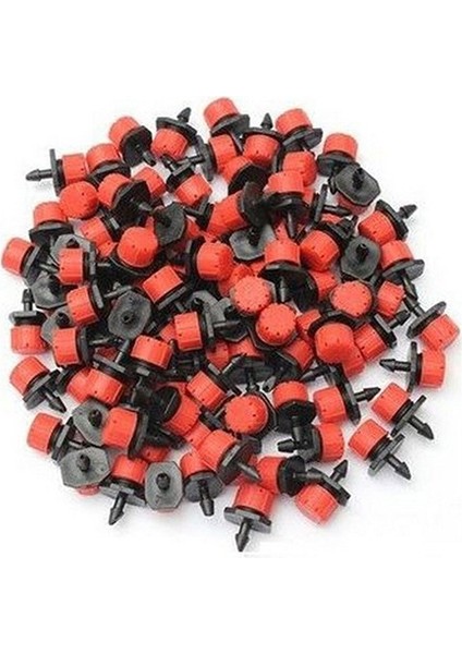 Damlama Sulama Kırmızı Damlatıcı Debi Ayarlı Meme - 100 Adet + Delici