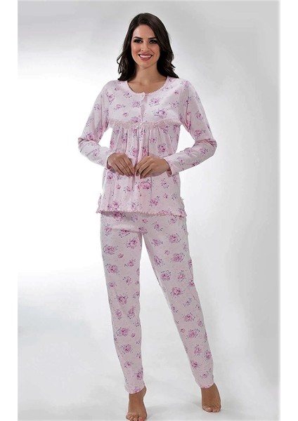 Pamuklu Kadın Pijama Takımı  Çiçekli