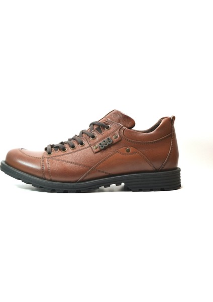 4BK019 Hakiki Deri Siyah & Kahverengi Bağlı Günlük Casual Erkek Ayakkabı