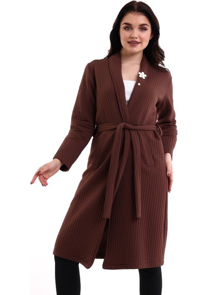 Kadın Jakarlı Örme Siyah Kimono Ceket MDNSS150