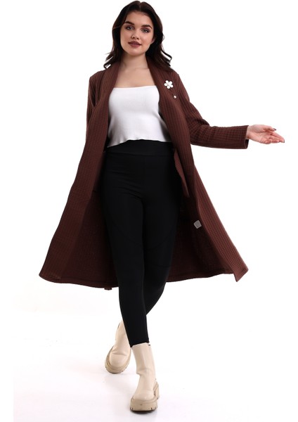 Kadın Jakarlı Örme Siyah Kimono Ceket MDNSS150