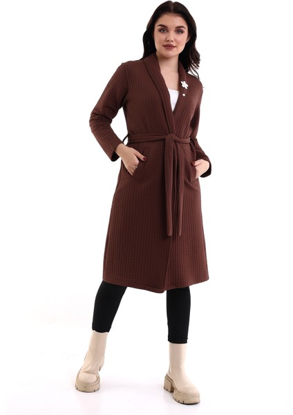 Kadın Jakarlı Örme Siyah Kimono Ceket MDNSS150