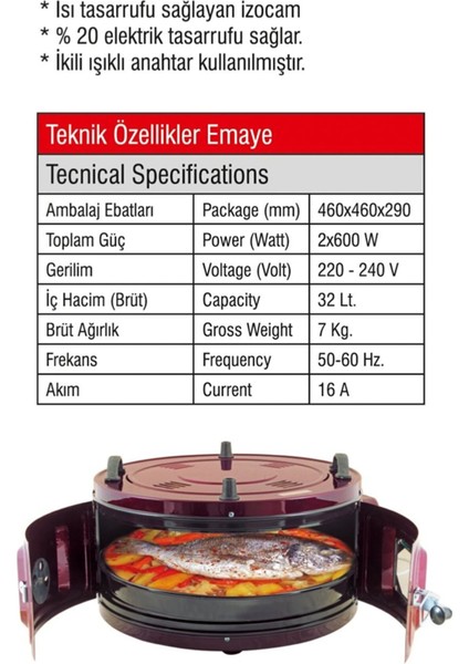Yıldız Yuvarlak Davul Fırın & Emaye Tepsi 32 Litre