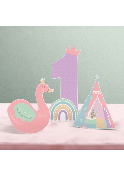 Boho Baby Girl Gökkuşağı Temalı 1 Yaş Kız Bebek Doğum Günü Parti Seti – Mini modelleri