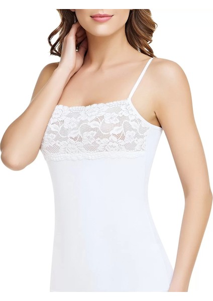 Bayan Elestan Ip Askılı Geniş Dantelli Atlet