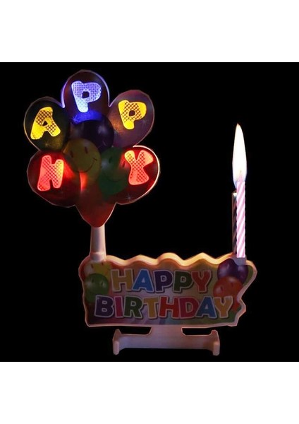 LED Işıklı Pasta Mumu Müzikli Pasta Mumu Pilli Mum Doğum Günü Pasta Mumu Balloons Happy Bırthday Candles