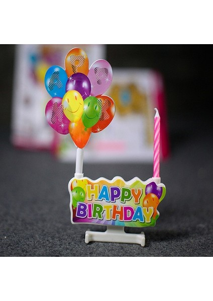 LED Işıklı Pasta Mumu Müzikli Pasta Mumu Pilli Mum Doğum Günü Pasta Mumu Balloons Happy Bırthday Candles