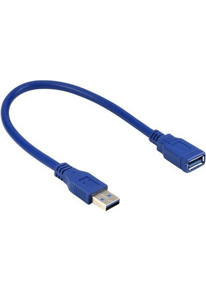 Usb 3.0 dişi erkek uzatma kablosu mavi 30 cm