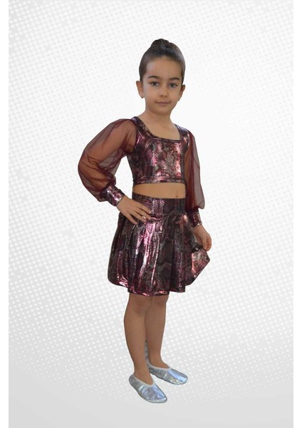 Modern Dans Bale Kostümleri Parlak Bronz Elbise