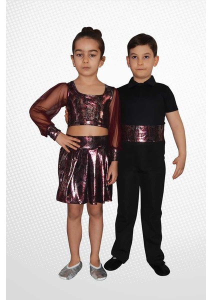 Modern Dans Bale Kostümleri Parlak Bronz Elbise