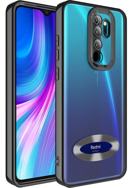 Xiaomi Redmi Note 8 Pro Kılıf Kamera Korumalı Logo Gösteren Şeffaf Kapak