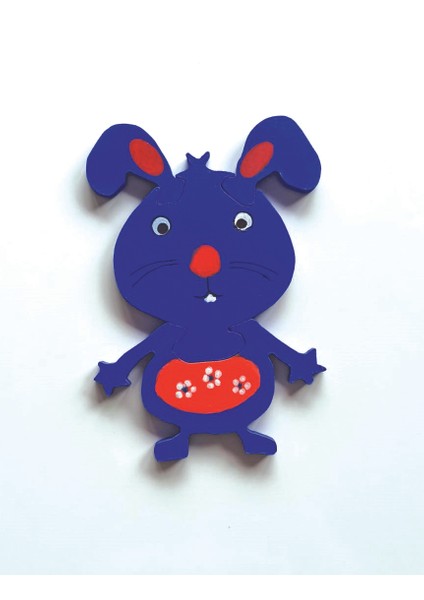 Dişlek Mavi Yavru Tavşan Ahşap Puzzle Yapboz