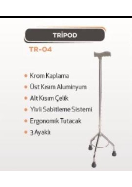 Viopedi Tr-04 Tripod 3 Ayaklı Baston