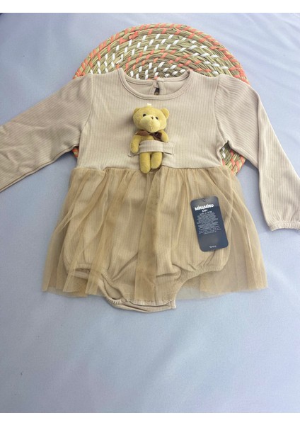 Kız Bebek Ayıcıklı Badili Tütü Elbise Hediyelik Bayramlık Elbise