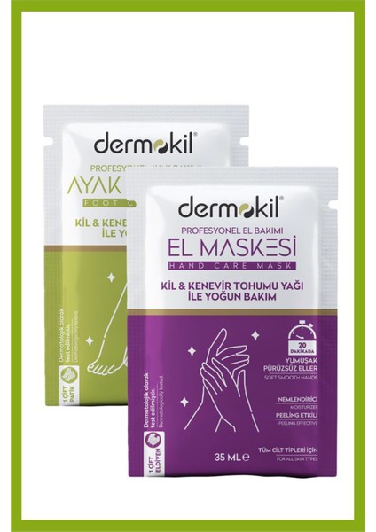 Kil ve Kenevir Yağlı Peeling Etkili Ayak Maskesi 35 ml + El Maskesi 35 ml 2 ' Li Set