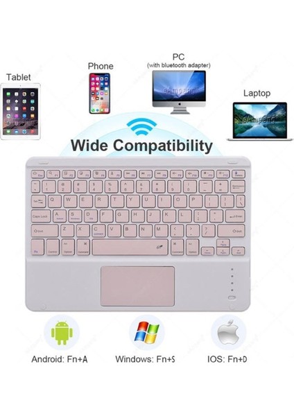 Gn-61 Ultra Ince Taşınabilir Kablosuz Bluetooth Türkçe Q Klavye Touchpad iPad Telefon Pc Ios Windows