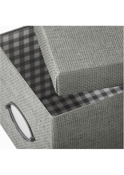 Kapaklı Kutu 18X25X15 cm Gri Düzenleme-Raf-Ünite Kutusu Kulplu Toparlayıcı Kutu