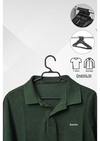 24 Adet Siyah Plastik Elbise Askısı