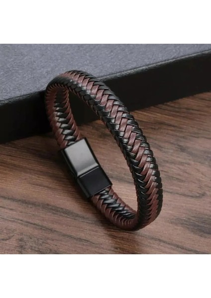 Kahverengi Siyah 2'li Hasır Deri Bileklik Seti fiyatları