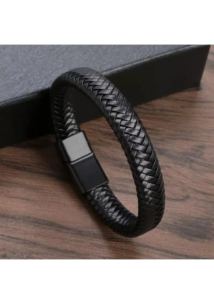 Kahverengi Siyah 2'li Hasır Deri Bileklik Seti modelleri