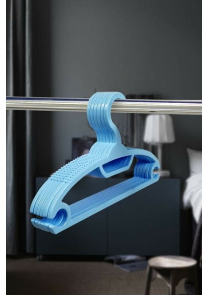 Gondol Çocuk Elbise Askısı Bebek Elbise Askısı 6 Adet Mavi Renk 29 cm
