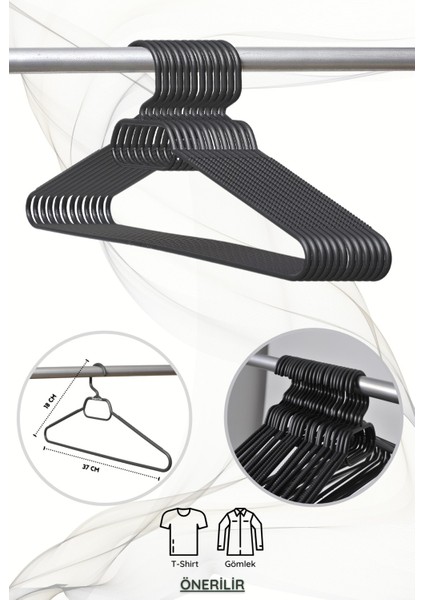36 Adet Siyah Plastik Elbise Askısı 36'lu Set