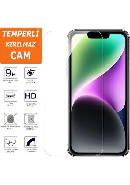 Apple iPhone 14 Ekran Koruyucu 9h Parlak 2.5d Şeffaf Temperli Cam Ekran Koruma Hd (NM07GQM) fırsatları