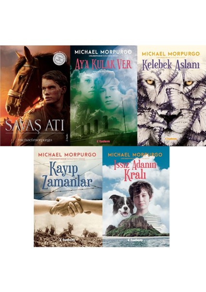 Savaş Atı, Ay'a Kulak Ver, Kelebek Aslanı, Kayıp Zamanlar, Issız Adanın Kralı - Michael Morpurgo Roman Seti