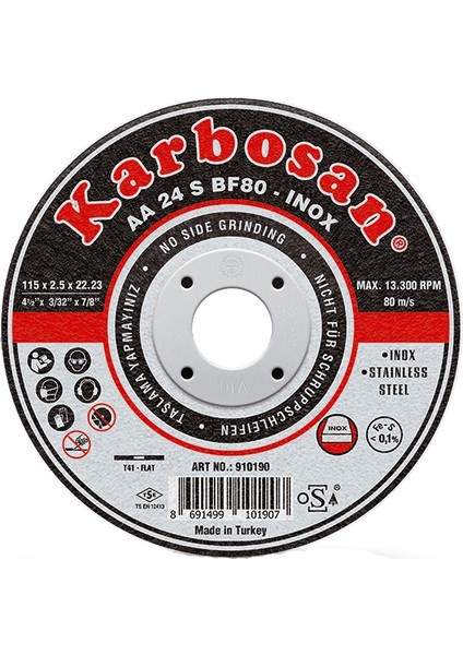 Inox Kesme Diski / 10' Lu Paket ( 115 x 1.0 x 22.23 )