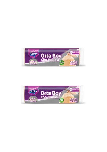 Vanilya Kokulu Orta Boy Büzgülü Çöp Torbası 2'li