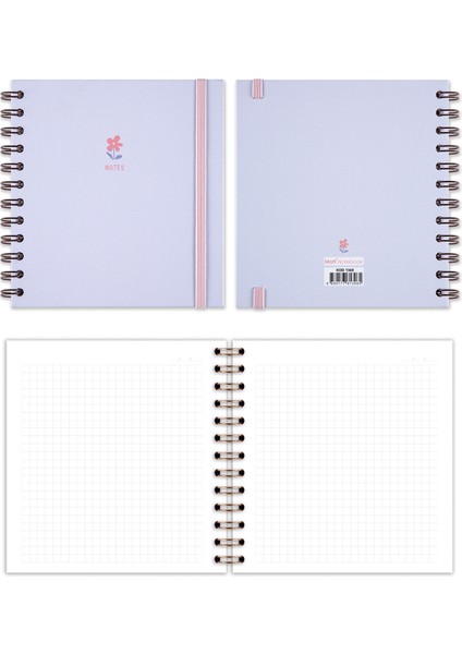 Matt Notebook 15X15 cm Kare 2'li Set Spiralli Kareli Tarihsiz Not Defteri Bubble Tea Çiçek