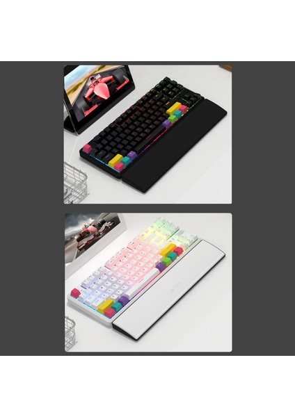 Klavye Bileği Dinlenme Ergonomik Kolay Yazma Pu Deri Anti-Kayma 87KEYLER Siyah