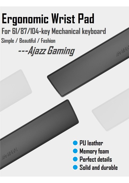 Klavye Bileği Dinlenme Ergonomik Kolay Yazma Pu Deri Anti-Kayma 87KEYLER Siyah