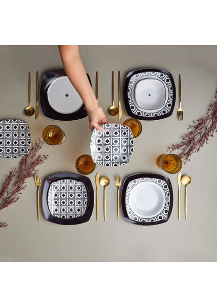 Monochrome 24 Parça 6 Kişilik Porselen Yemek Takımı modelleri